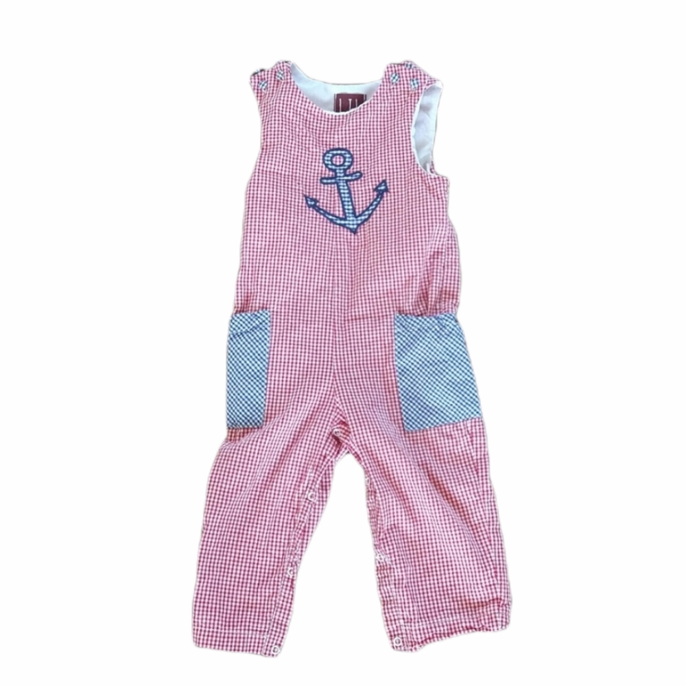 Lil cactus gingham anchor one piece romper